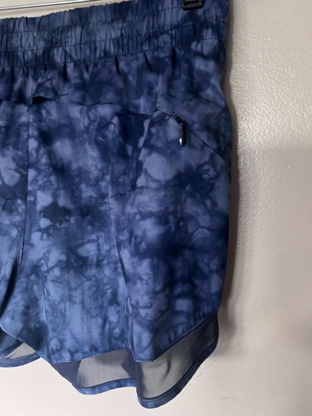 Athleta Blue Tie-Dye Athletic Shorts with Mesh Trim - Picture 3 of 4